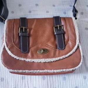 Dark Camel and Brown Avon Crossbody Purse. EUC.